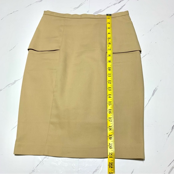 Zara Khaki High Waisted Stretchy Pencil Cut Skirt With Details On Hips Small - Picture 9 of 10